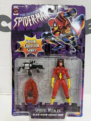Figura de acción Marvel Spider-Woman Black Widow Assault Gear 1996 ToyBiz nueva en paquete Foto 1 de 4