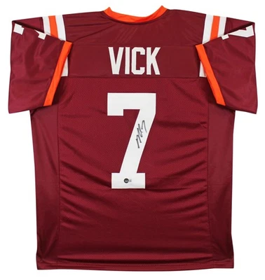 Virginia Tech Michael Vick Authentic Signed Maroon Pro Style Jersey BAS Witness - Image 1 of 3
