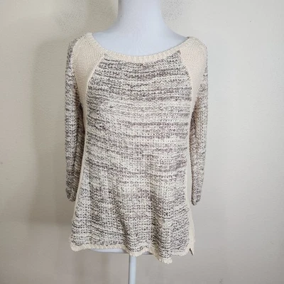 Suéter Live and Let Live Mujer Pequeño Ligero Marrón Crema Top Raglán Foto 1 de 4