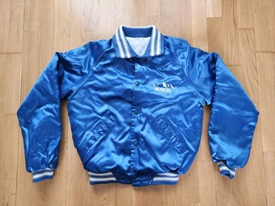 Vintage BUSCH Beer Anheuser-Busch Blue Satin Bomber Jacket Size Small - Image 1 of 4
