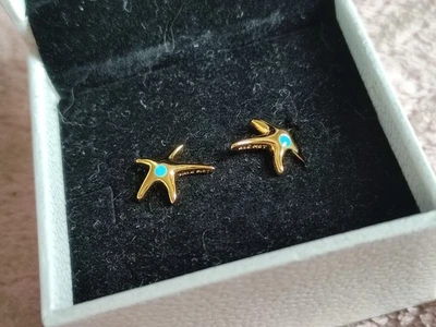 Серьги с золотыми бриллиантами морскими звездами Pandora S925 ALE  - Изображение 1 из 3