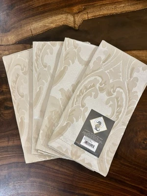 4 Waterford Fine Linen Dinner Cloth Napkins  Whitmore Gold Holiday Damask - Image 1 of 4