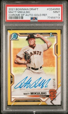 2021 Bowman 1st Auto Matt Mikulski Chrome Auto Gold /50 PSA 9 - Image 1 of 2