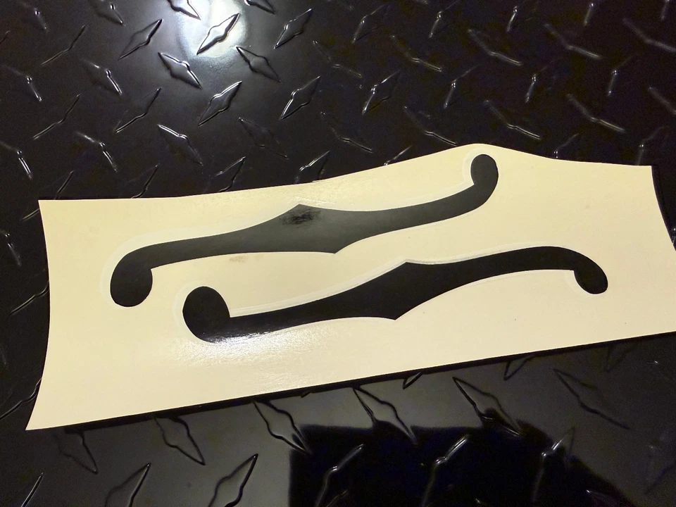 NOS Gretsch F Hole Black with white outline Waterslide Decals Duke Kramer stash - Image 1 of 4