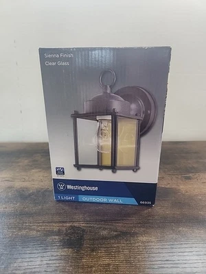 Westinghouse 66935 Clear and Brown Sq Incandescent Wall Lantern 8-1/4 H in.(135) - Image 1 of 4