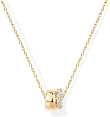 Collar colgante PAVOI chapado en oro 14K para mujer circonita cúbica rondelle joyería de moda Foto 1 de 4