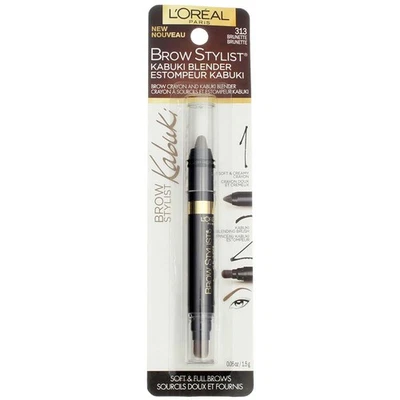 2 Pack L'Oreal Paris Brow Stylist Kabuki Blender Brow Crayon, Brunette 313, 0... - Image 1 of 2