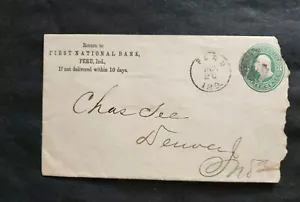 Rjkstamps US POSTAL STATIONARY Entire USED 3 Cent. First National Bank 1874/86 - Picture 1 of 3