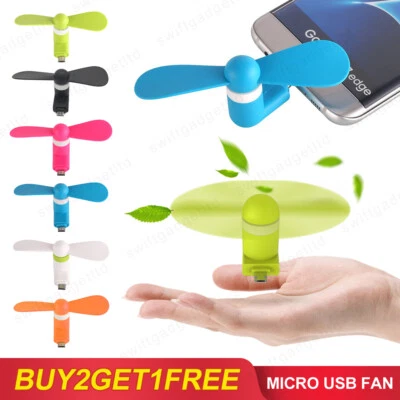 Micro USB Fan Mini Portable Handheld Travel Cooling 5V Android Mobile Phone Fan - Image 1 of 4