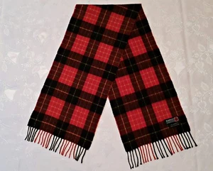 VINTAGE AUTHENTIC HARRISON'S PLAID & CHECK LAMBSWOOL LONG MEN'S FRINGE SCARF - Picture 1 of 3