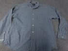 Roundtree And Yorke Mens Shirt Medium Blue Plaid Two Ply Button Down