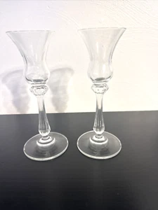 Pair Crystal Platinum Candle Holders 7 3/8" - Picture 1 of 5