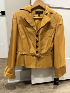 Chaqueta forrada Signature by Larry Levine Goldenrod talla 6 cierre de botones/a presión nueva con etiquetas - Imagen 1 de 12