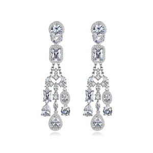 Exquisite Drip Drop All Top Quality Cubic Zirconia Wedding Earrings 2 Colours
