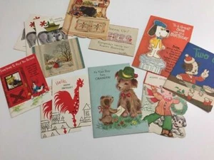 Lote de 12 Tarjetas de Felicitación Vintage Navidad Perros Elefante Cumpleaños Gallo  - Imagen 1 de 12