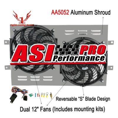 2X12" ELECTRIC FAN w/SHROUD RELAY Fit 1963-1968 CHEVY CHEVELLE IMPALA BEIAIR V8 Foto 1 de 4