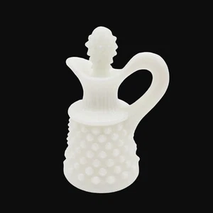 Fenton Milk Glass Hobnail Vinegar Cruet With Stopper Vanity Decor 4" Small VTG - Picture 1 of 11
