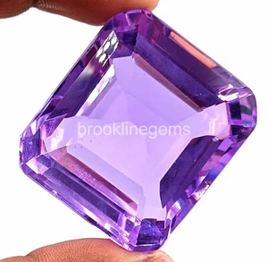 Lab Grown 275Ct Certified Emerald Cut Purple Opal Transparent Loose Gemstone EKT - Picture 1 of 8