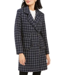 MARC NEW YORK Blue Calla Double-Breasted Plaid Tweed Coat SZ L - Picture 1 of 3