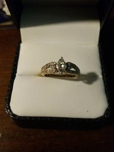 14k yellow gold marquise diamond engagement wedding band ring S-6.25 - Picture 1 of 4