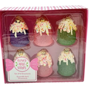 Peppermint Square Gumdrop Candy Christmas Tree Ornaments Set Of 6 New - Picture 1 of 3
