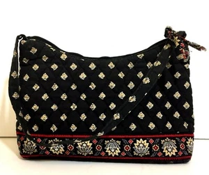 Vera Bradley Designs schwarz rosa Vivian Reißverschluss oben Handtasche Tasche Handtasche gesteppt - Bild 1 von 9