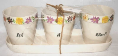 Juego de maceta de cerámica magenta Rae Dunn floral déjalo florecer nuevo Foto 1 de 3