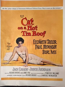 1958 LIFE Filmwerbung KATZE AUF EINEM HEISSEN BLECHDACH Elizabeth Taylor Paul Newman - Bild 1 von 1