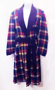 Mens Classic 1950s Vintage Wool Shawl Collar Plaid Sash Tie Bathrobe Robe-Mint! - Picture 1 of 8