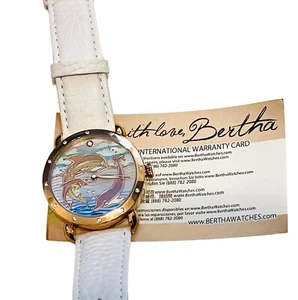 NUOVO Orologio Bertha BR5105 Donna Estella Quadrante Perla Delfino Cinturino Bianco Oro Rosa - Foto 1 di 6