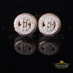 925 Silver Yellow 1.00ct VVS 'D' Moissanite Dollar Sign Mens/Womens Stud Earring - Picture 1 of 12