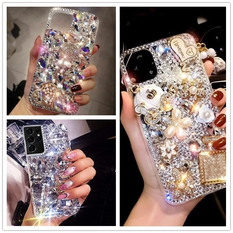 女士女孩闪亮水钻钻石闪光后壳适用于索尼/中兴/HTC — 第 1/4 张图片