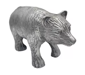Aluminum Metal Grizzly Bear Statue Figurine Animal Wildlife Solid Heavy 4" - Picture 1 of 9