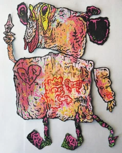 Original JUSTIN AERNI Painting 2018 dark art dada INTERDIMENSIONAL MURDER MOUSE  - Picture 1 of 1