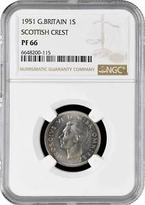Great Britain 1 shilling 1951 Scottish, NGC PF66, "King George VI (1937 - 1952)" - Picture 1 of 2