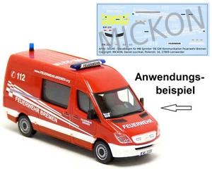 Mickon 50093 Decals MB Sprinter GW Kommunikaion Feuerwehr Bremen für Herpa 1:87 - Picture 1 of 1
