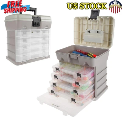 Caja organizadora de aparejos de 4 cajones suministros de pesca camping portátil plástico duradero Foto 1 de 4