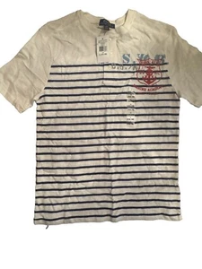 NWT RALPH LAUREN POLO SHORT SLEEVE STRIPED HENLEY SHIRT BOYS L 14-16 NAUTICAL - Picture 1 of 4