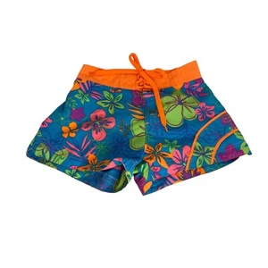 🍌 PANAMA JACK ORANGE BLUE FLOWERED GIRLS BOARD SHORTS 6/6X EUC - N4 - Picture 1 of 5