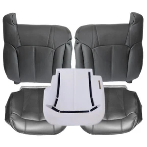1999 2000 2001 2002 For GMC Sierra Front Leather Seat Cover Graphite Dark Gray - Picture 1 of 57