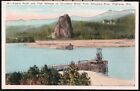 COLUMBIA RIVER OR Castle Beacon Rock & Fish Wheels Vintage Oregon Postcard Old