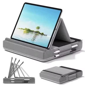 Adjustable Foldable Tablet Stand with Storage Pockets for Bed Sofa Desk - Photo 1/9