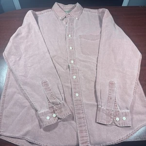 Vintage L.L. Camicia rossa manica lunga Bean 51% lino 49% cotone - Foto 1 di 5