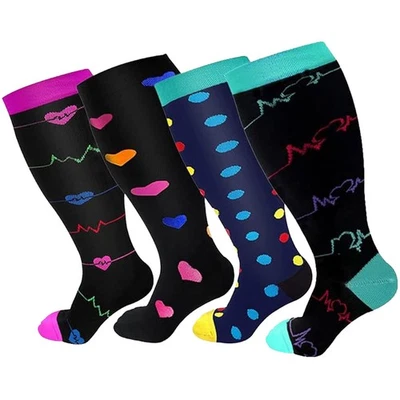 4 pares de calcetines de compresión talla grande para hombre mujer pantorrilla ancha 20-30 mmhg correr Foto 1 de 4