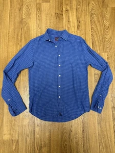 Untuckit Hemd Herren Small Blau Leinen Slim Fit Knitterarm Kariert Freizeit - Bild 1 von 6