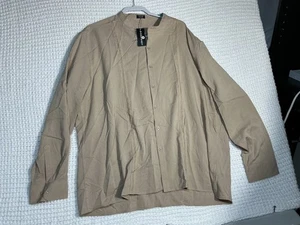 Coofandy Long Sleeve Shirt 4XL Beige Mandarin Collar Button up NEW - Picture 1 of 7