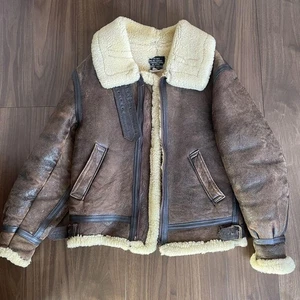 AVIREX Type B-3 Real Mouton Bomber Lamb Leather Flight Jacket Brown Size 36 - Picture 1 of 12