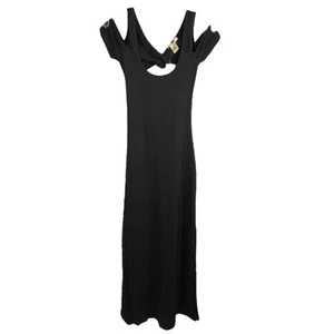 Maxi Vestido Arden B Para Mujer Y2K Pequeño 43817023 Negro Hombro Abierto Recortado Nuevo Con Etiquetas - Imagen 1 de 5