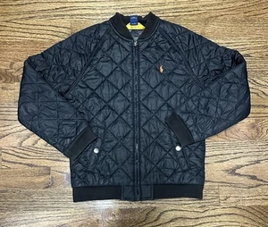 Polo Ralph Lauren Toddler Boys Quilted Black Bomber Full Zip Jacket Size 7 - Picture 1 of 9