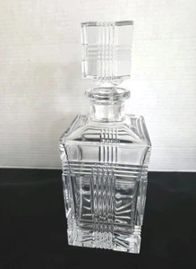  RALPH LAUREN Glen Plaid Decanter With Stopper Heavy Cut Lead Crystal Square  - Picture 1 of 19